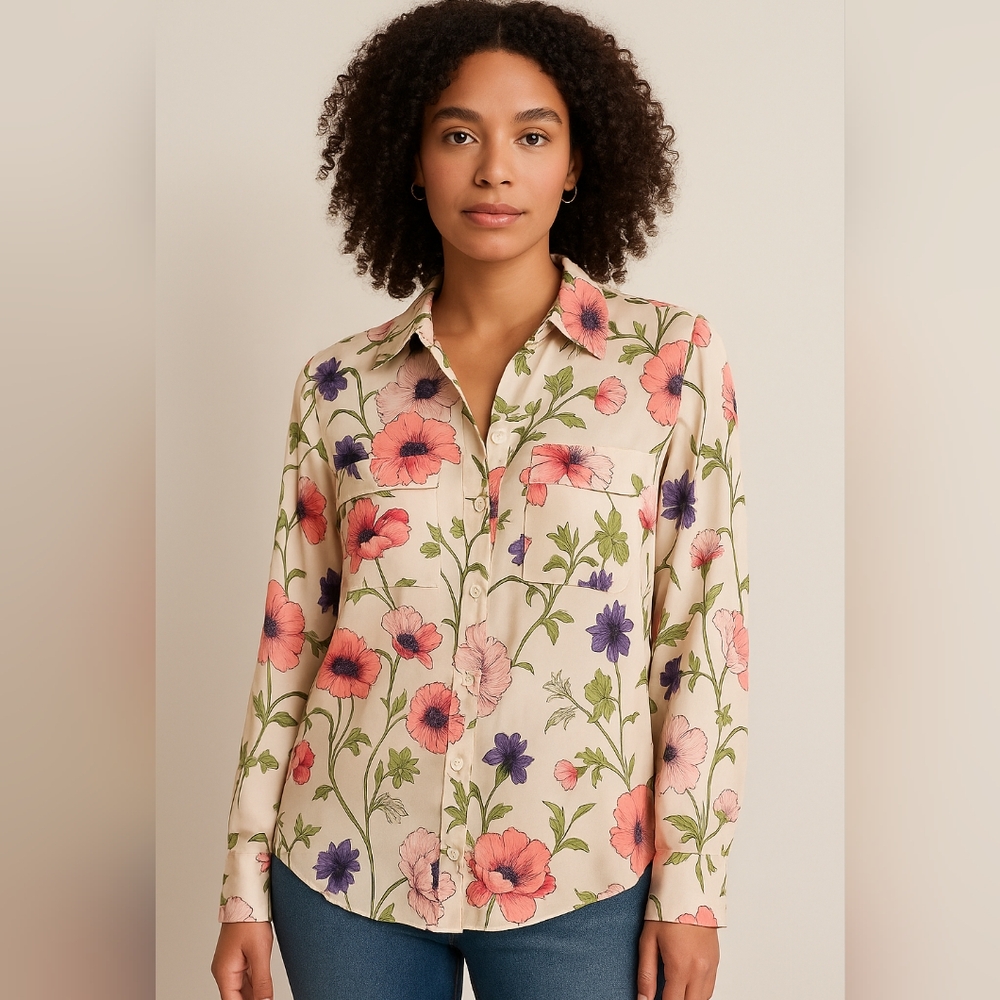 Express Floral Print Women's Top Size XS
